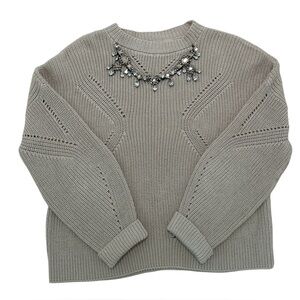 Ermanno Scervino Cream Sweater with Crystals brooches size 42